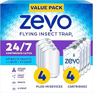 Zevo 4 Flying Insect Traps & 4 Cartridges...
