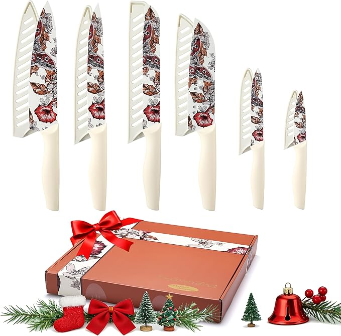 Marco Almond Knife Set Artistic Designed Pattern Kitchen Knife 6...