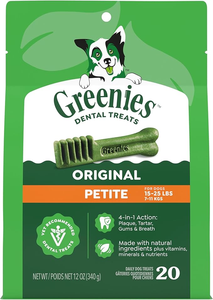 Greenies Veterinarian-Recommended Adult Natural Dental Dog Treats Petite...